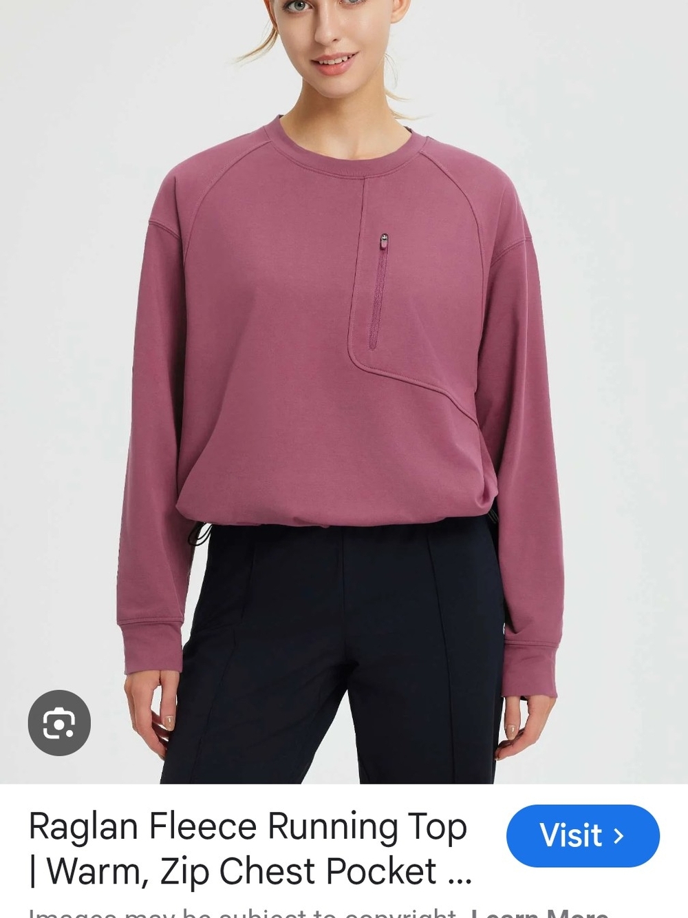 Raglan Fleece Sweatshirt - Mauve Pink